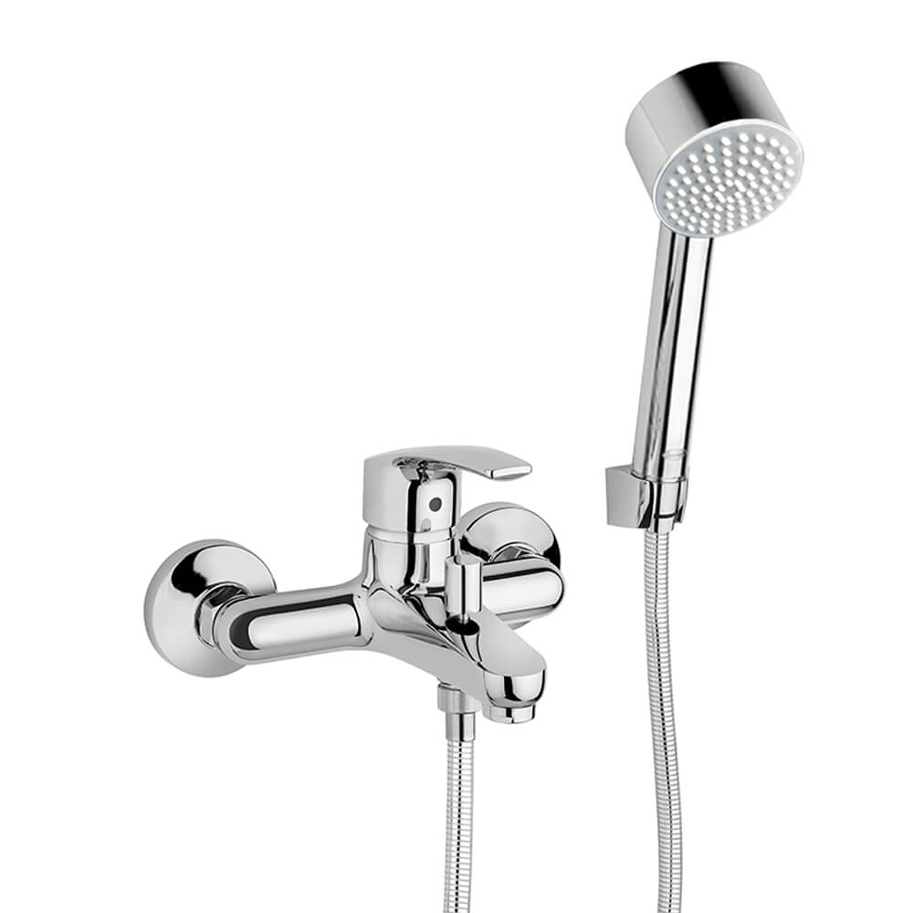 Gruppo vasca esterno Jacuzzi | rubinetteria con doccia duplex Lucente ottone cromo