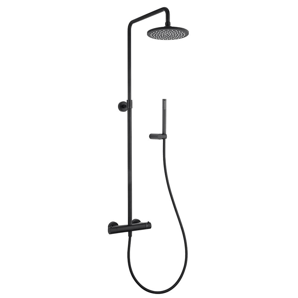 Colonna doccia nero opaco termostatica Jacuzzi Rubinetteria serie Lumos