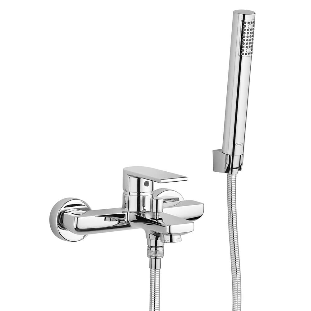 Gruppo vasca esterno con doccia duplex Jacuzzi | rubinetteria Twilight ottone cromato 0TI00002JA03