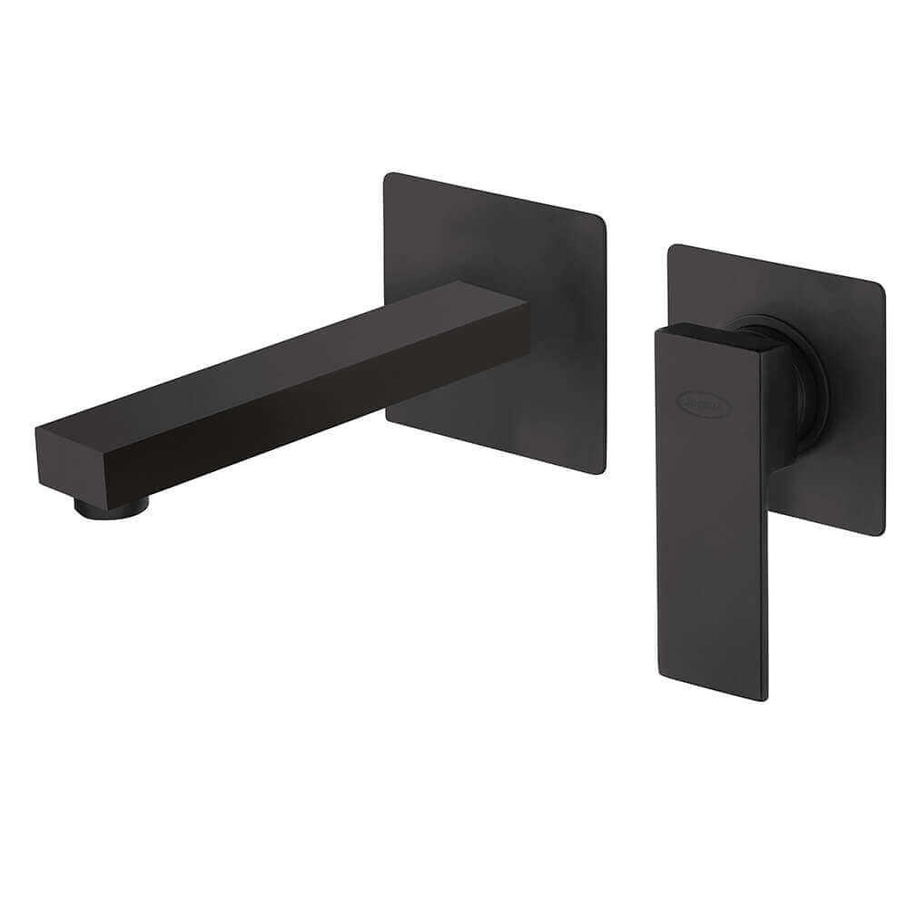 Miscelatore a muro per lavabo nero opaco Jacuzzi Rubinetteria serie Twinkle