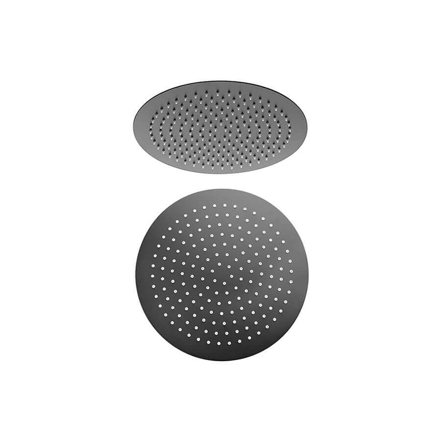 Soffione Jacuzzi | Rubinetteria tondo ultrapiatto nero opaco in acciaio diametro ø 20 cm