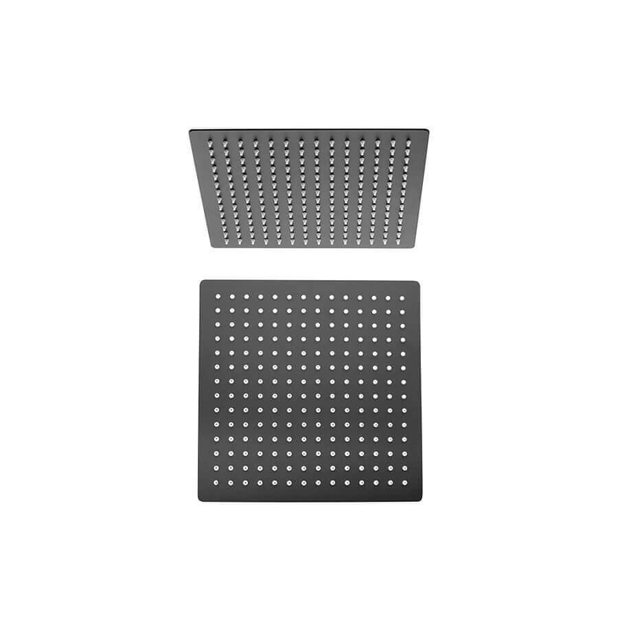 Soffione in acciaio nero opaco ultrapiatto Jacuzzi | Rubinetteria quadrato 20X20 cm