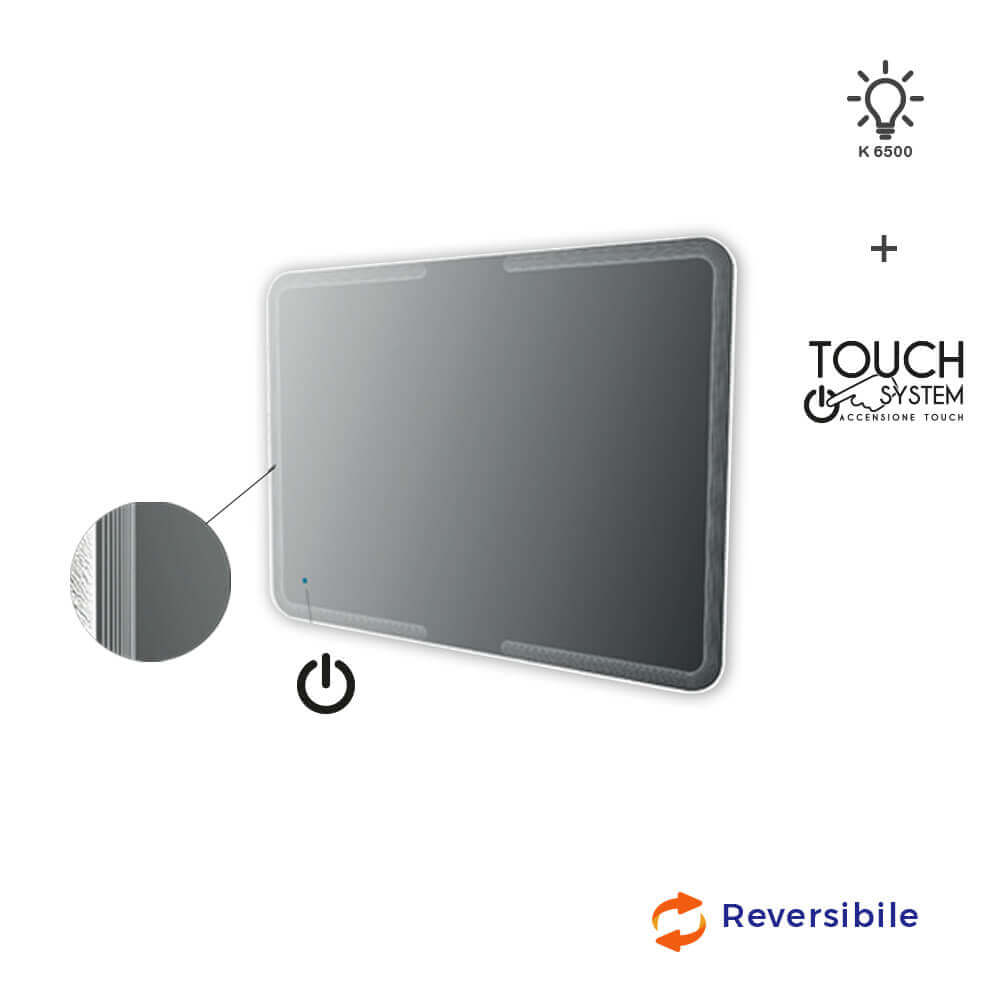 Specchio LED con righe accensione touch 90X120