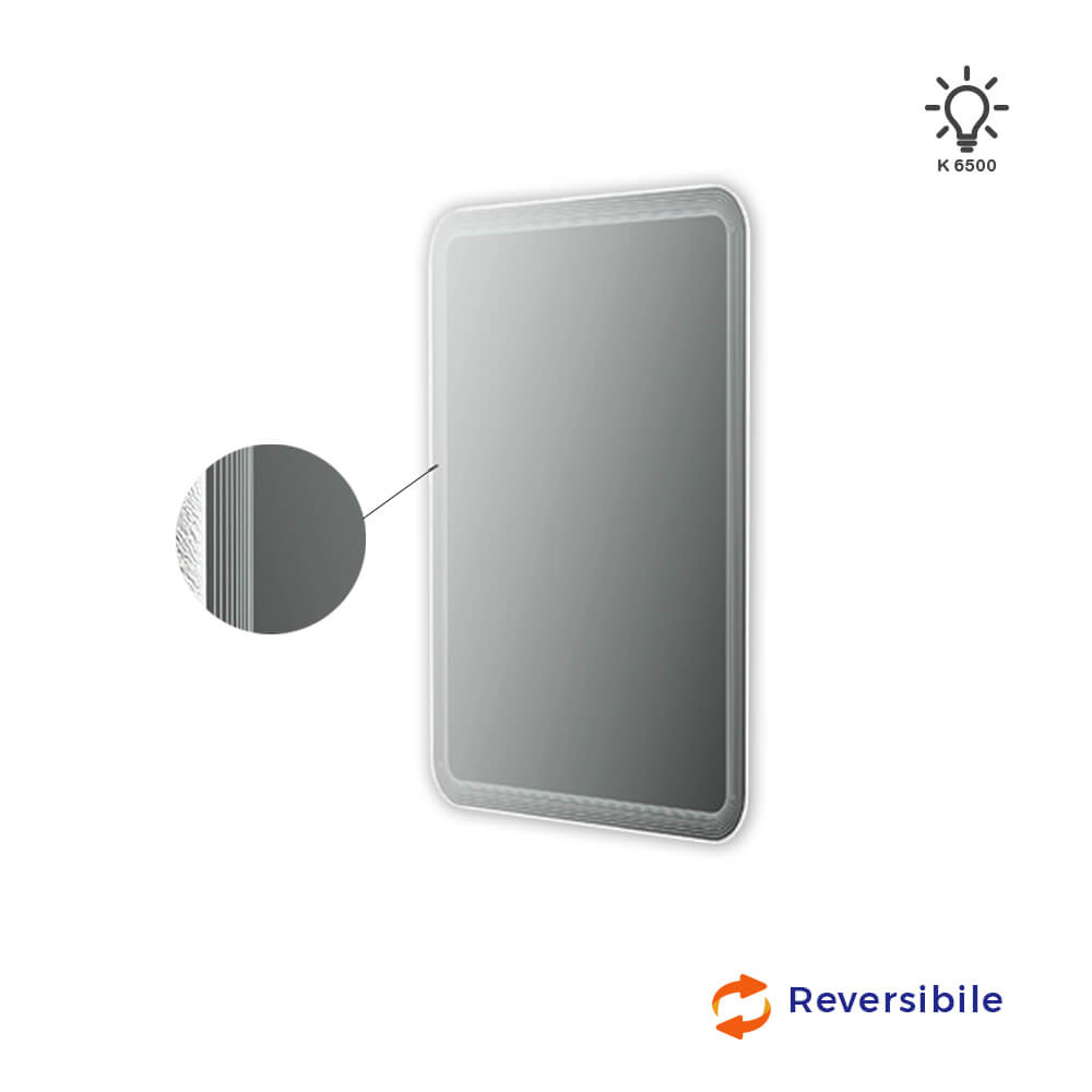 Specchio LED intarsiato righe 90X60 retroilluminato