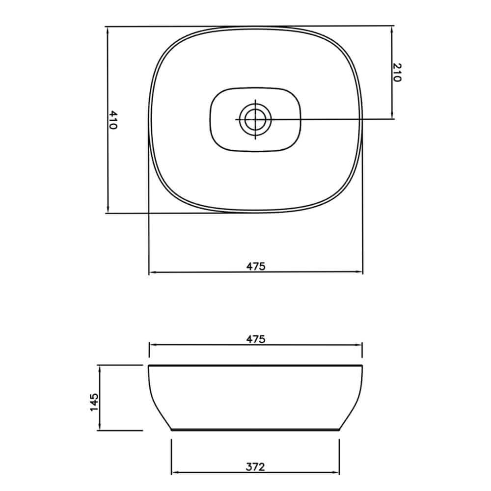 Lavabo da appoggio quadrato Outline square di Vitra sanitari in ceramica bianca 5994B403-0016
