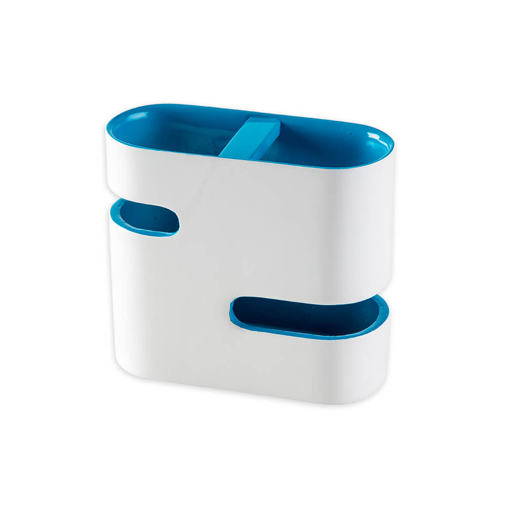 Bicchiere porta spazzolini in resina bicolore bianco e blu serie Idol di Cipì