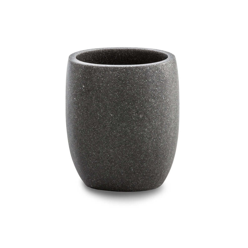 Bicchiere porta spazzolini da appoggio Cipì Zen grigio resina satinata