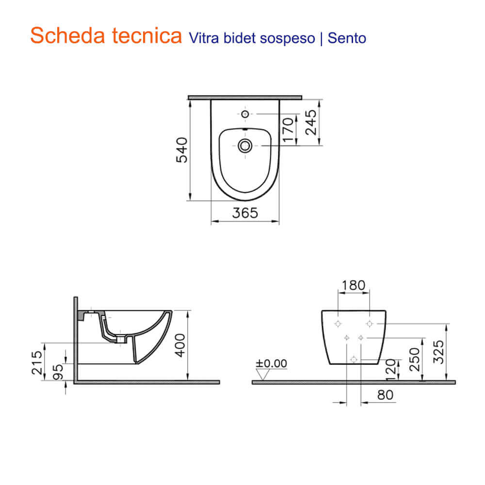 Vitra Sanitari wc e bidet sospesi serie Sento rimless bianco opaco ceramica bianca