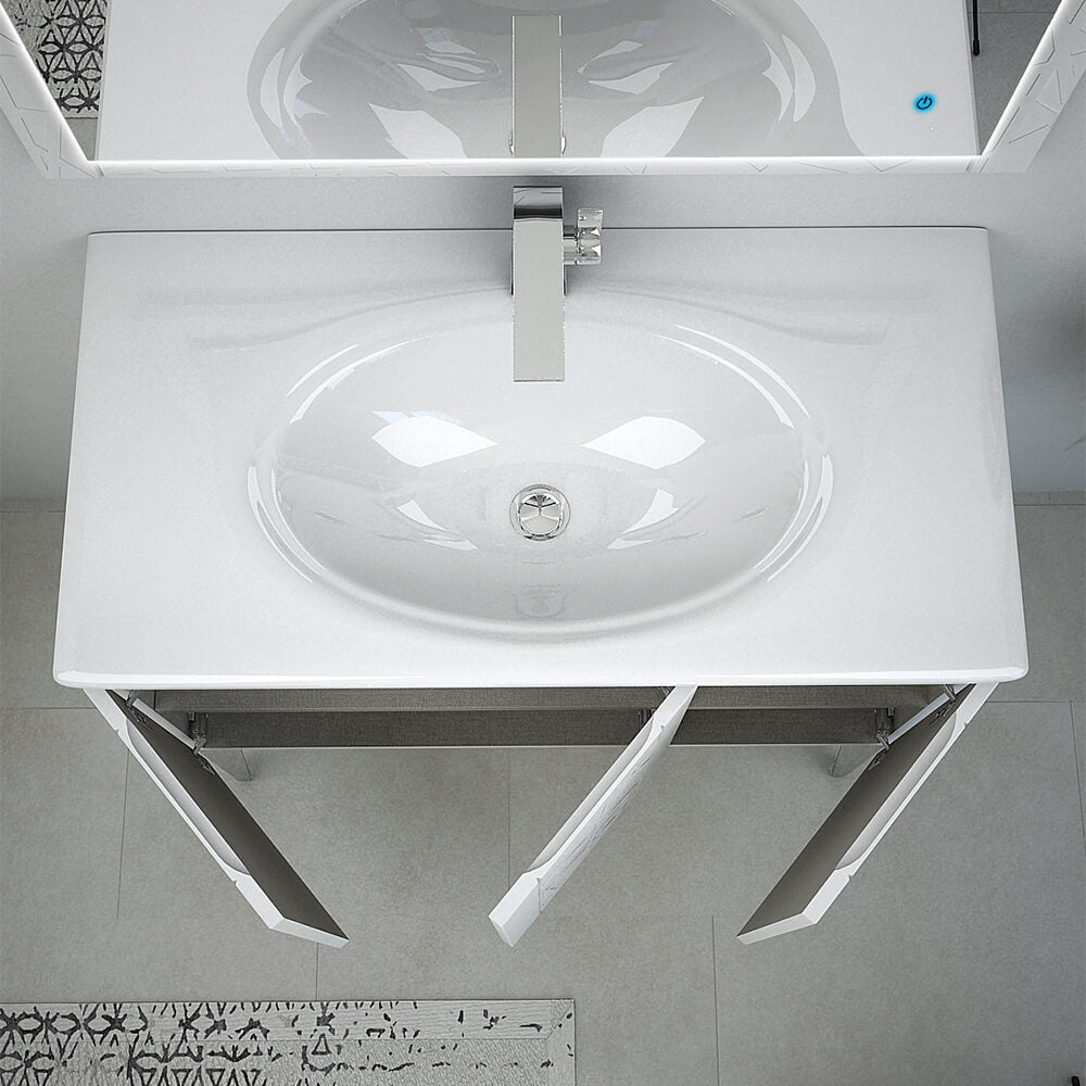 Mobile da Bagno Denver 90 bianco opaco: Design Raffinato e Funzionalità Ottimale