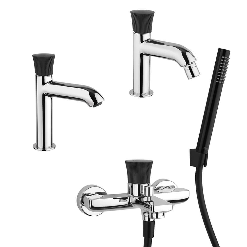 Kit miscelatori lavabo bidet e gruppo vasca Illumina di Jacuzzi Rubinetteria