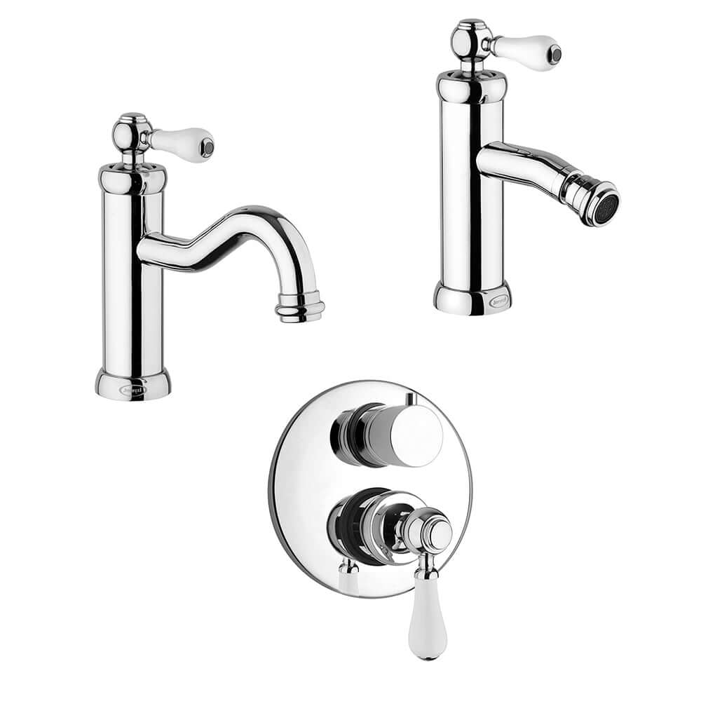 Set Rubinetteria Jacuzzi lavabo bidet ed doccia incasso a due uscite modello Tosca