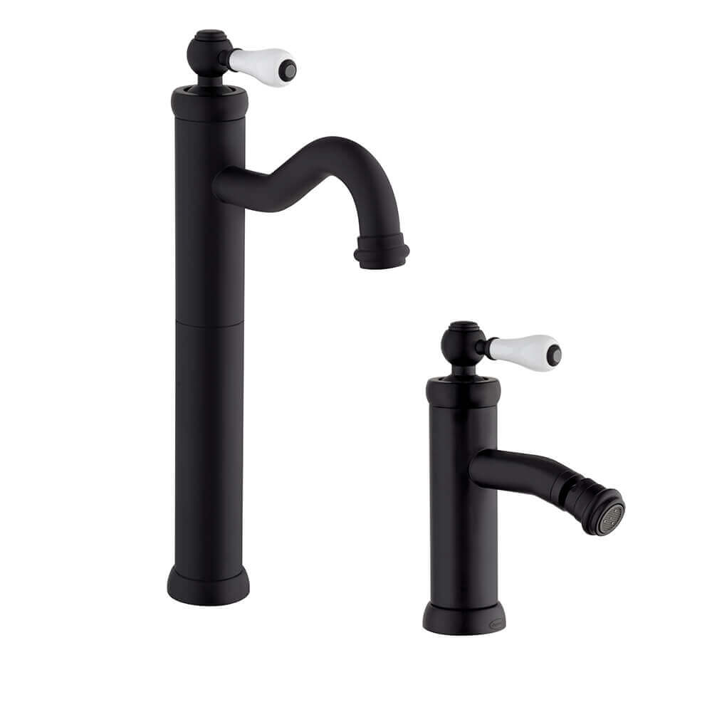 Serie Tosca miscelatori Jacuzzi Rubinetteria lavabo alto e bidet nero opaco per piletta click clack