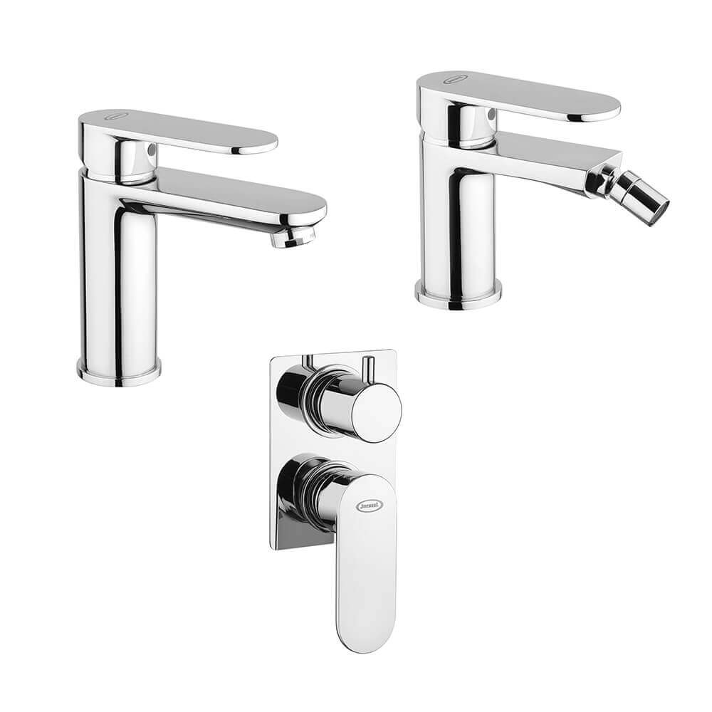 Set miscelatori lavabo e bidet per piletta click clack doccia incasso con deviatore Jacuzzi | Rubinetteria Borea