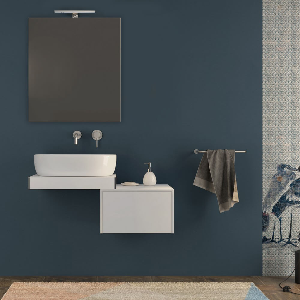 Mensolone bagno 60 cm bianco opaco sospeso
