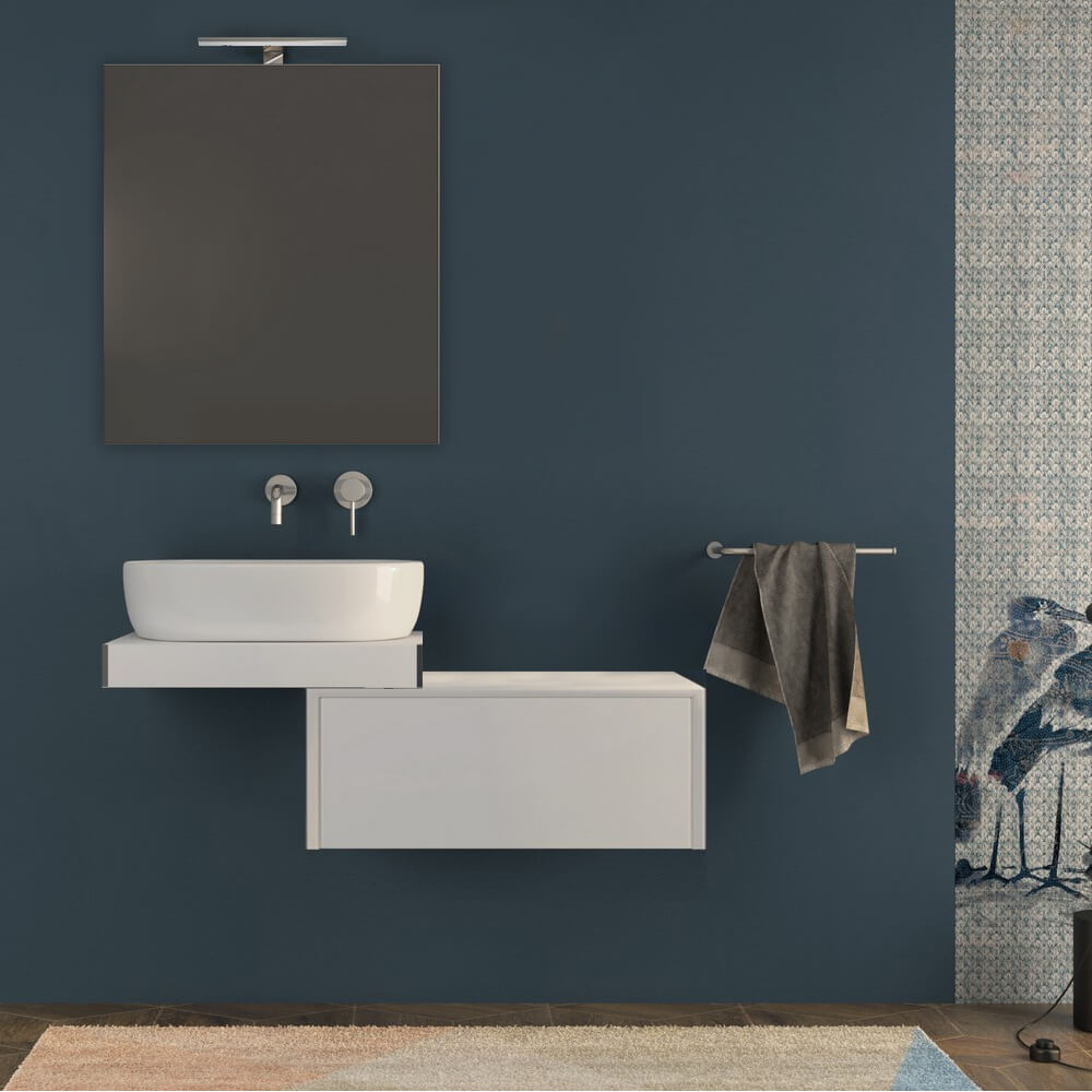 Mensolone bagno 60 cm bianco opaco sospeso