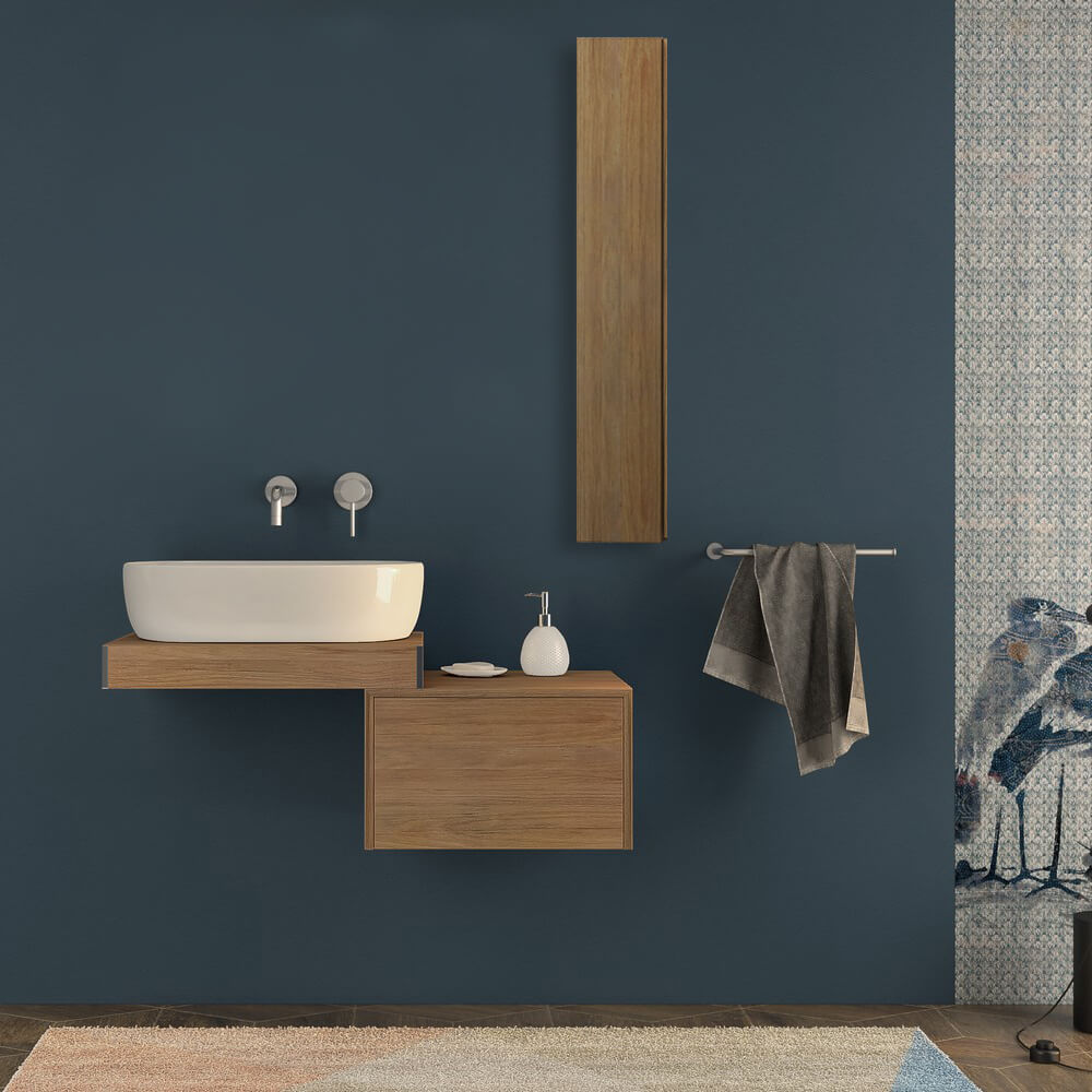 Mensolone per bagno rovere tabacco 60 cm