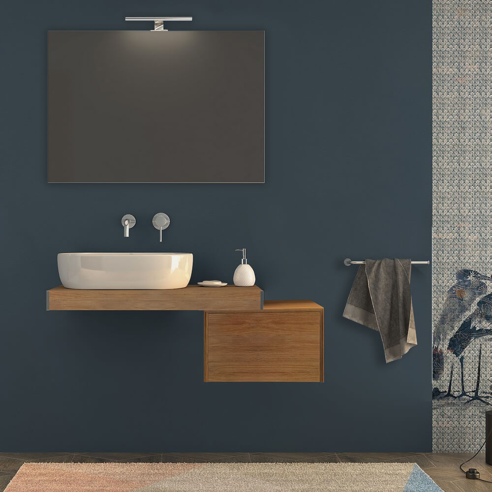 Mensolone da bagno Rovere tabacco sospeso 90 cm