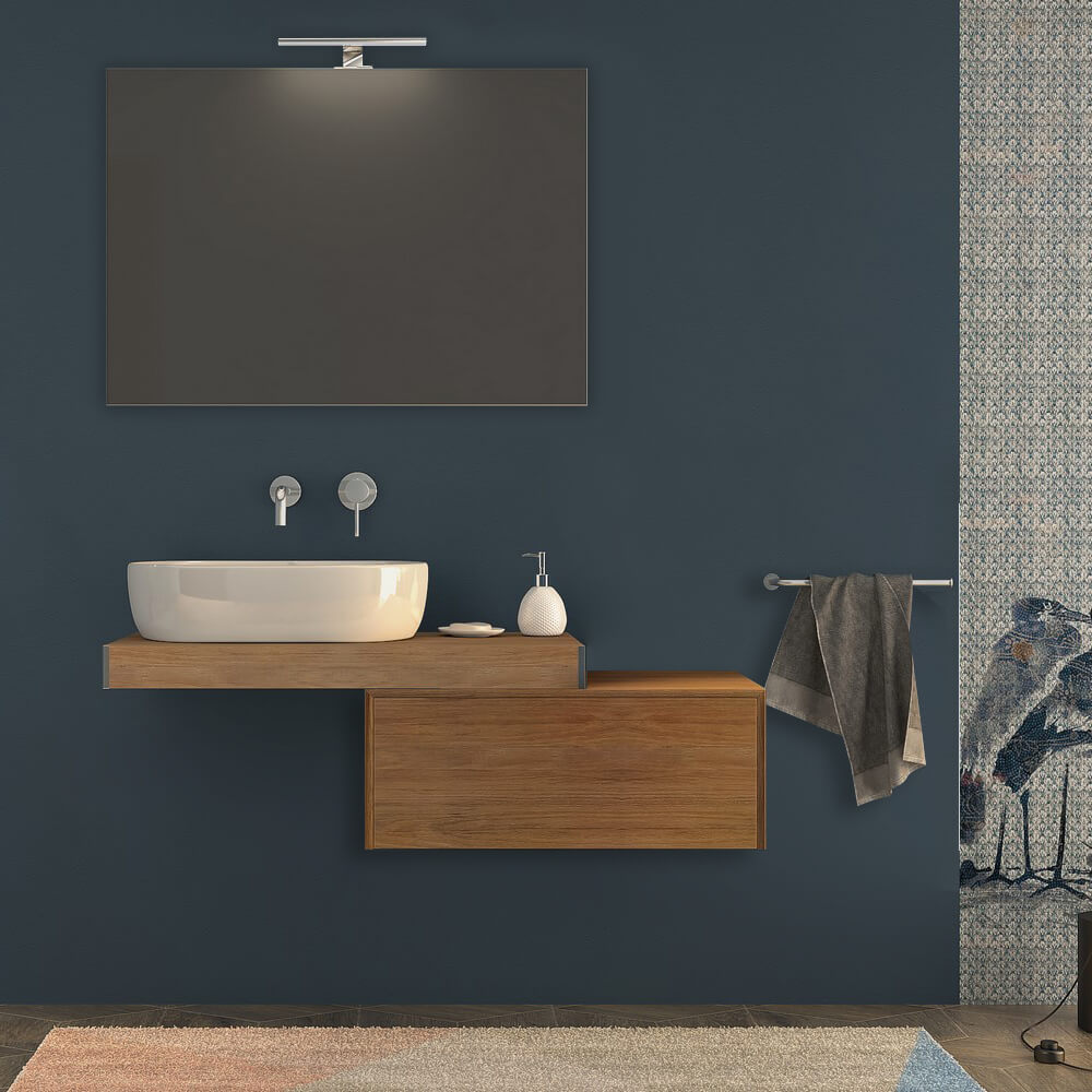 Mensolone da bagno Rovere tabacco sospeso 90 cm