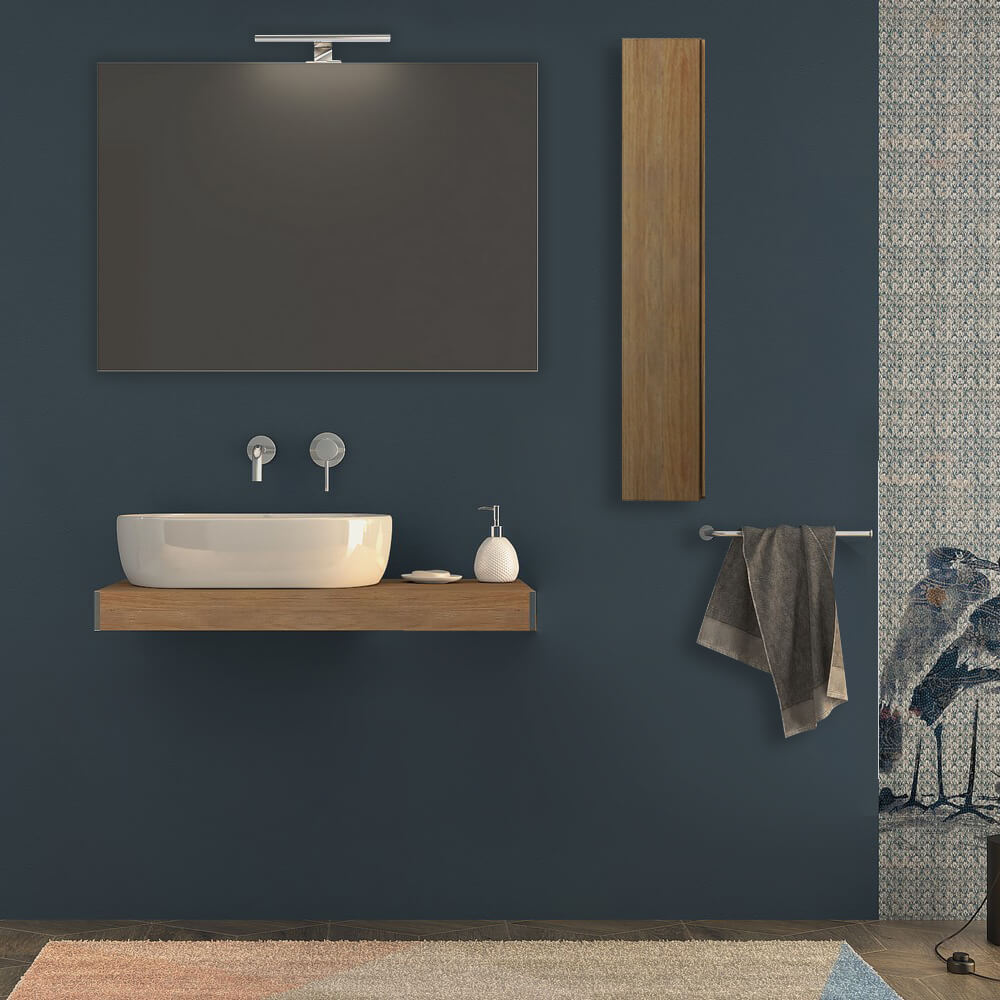 Mensolone da bagno Rovere tabacco sospeso 90 cm