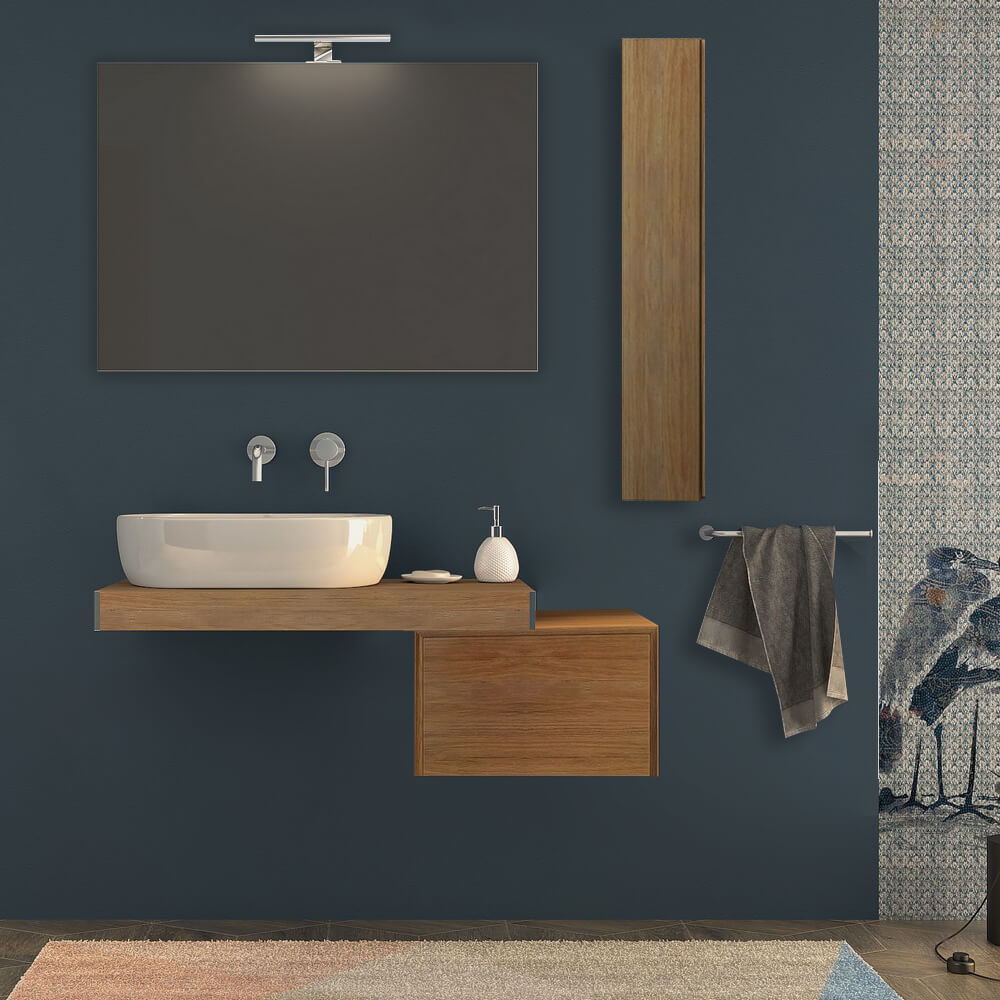 Mensolone da bagno Rovere tabacco sospeso 90 cm