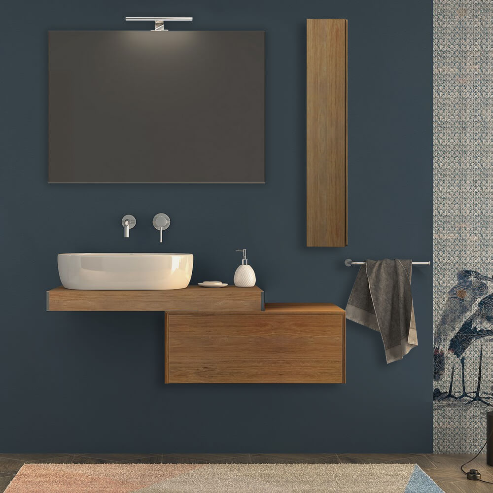 Mensolone da bagno Rovere tabacco sospeso 90 cm