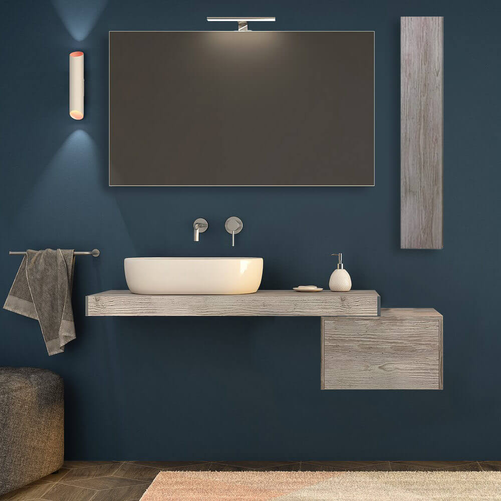 Mensolone 120 cm rovere sbiancato sospeso