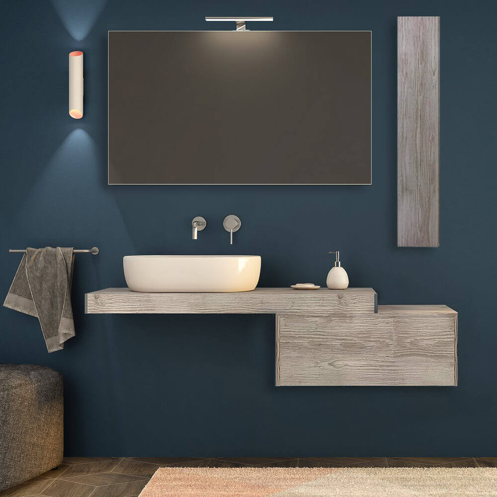 Mensolone 120 cm rovere sbiancato sospeso