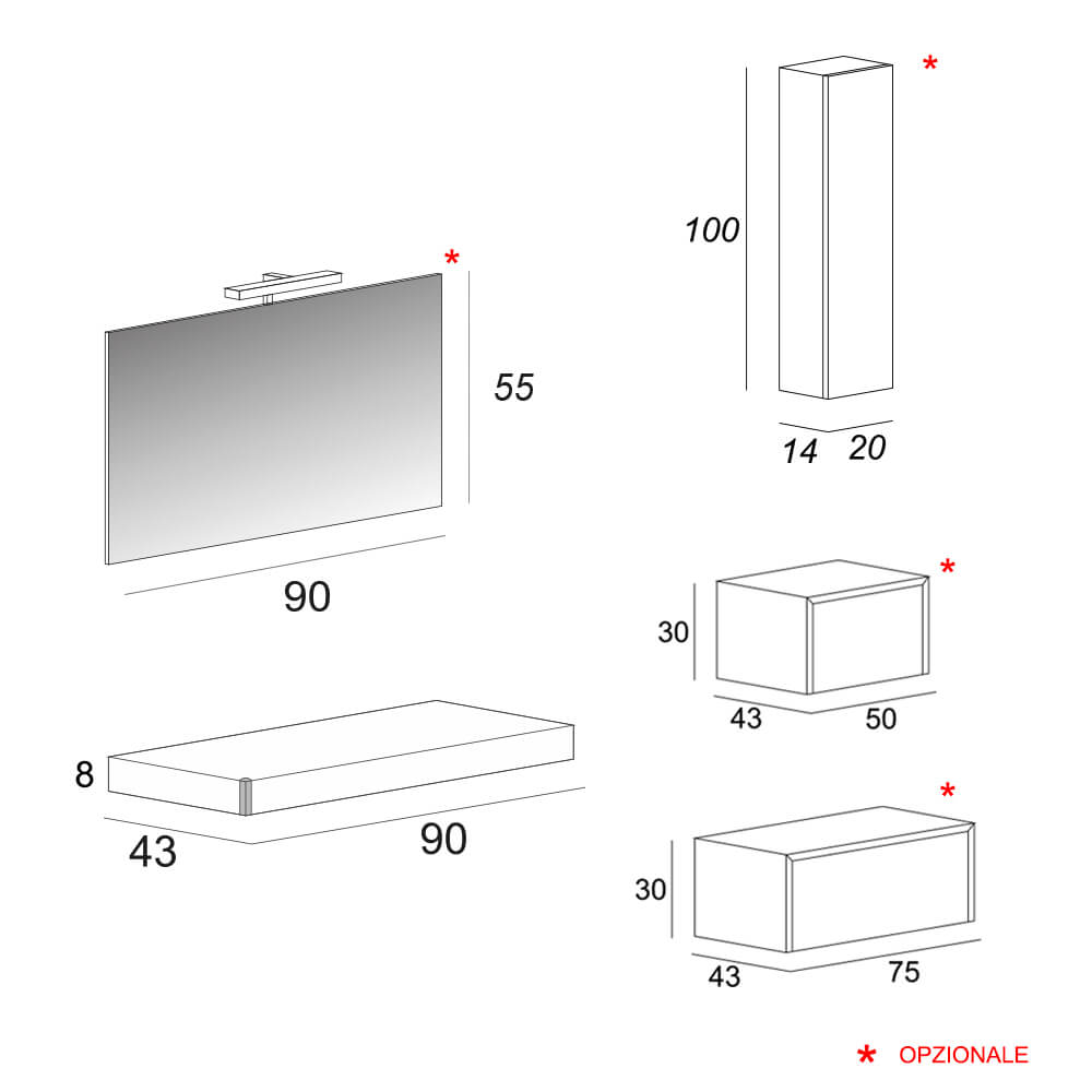 Mensolone per bagno bianco opaco 90 cm