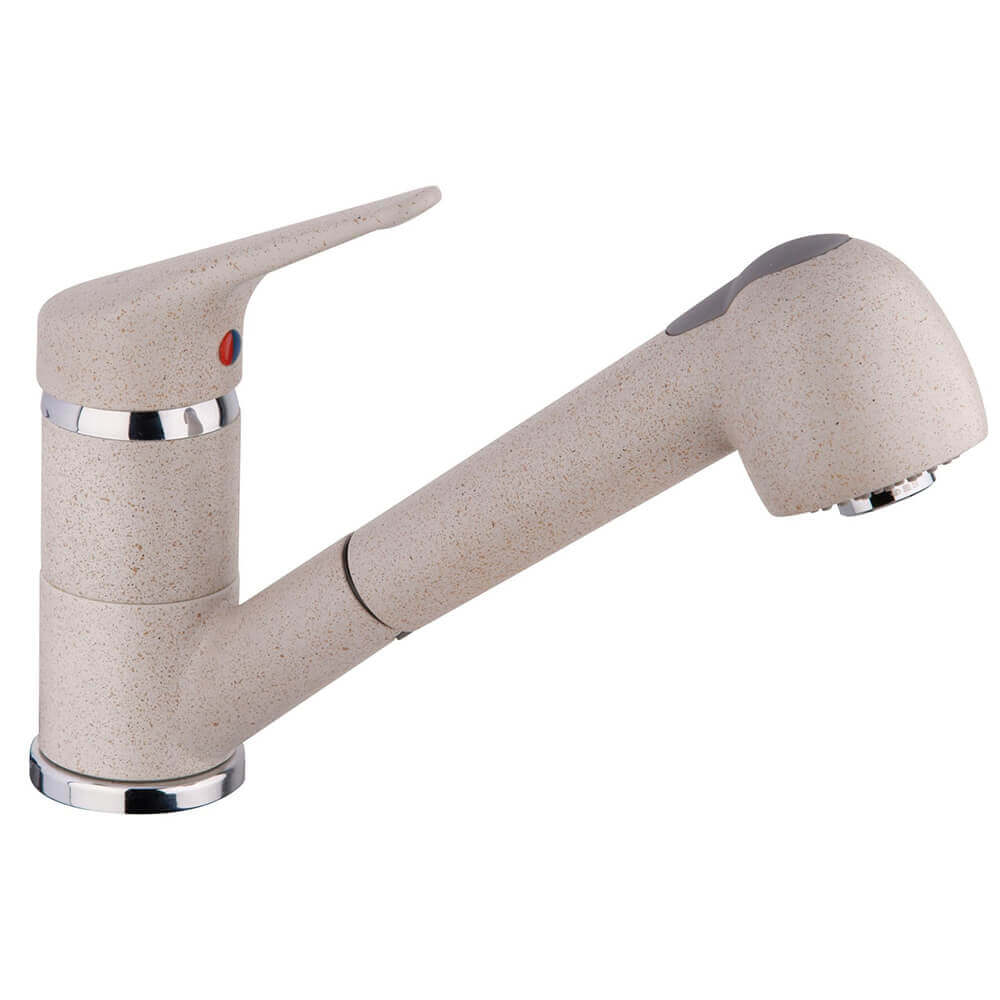 Miscelatore lavello per cucina con doccetta estraibile color granito avena di Piralla