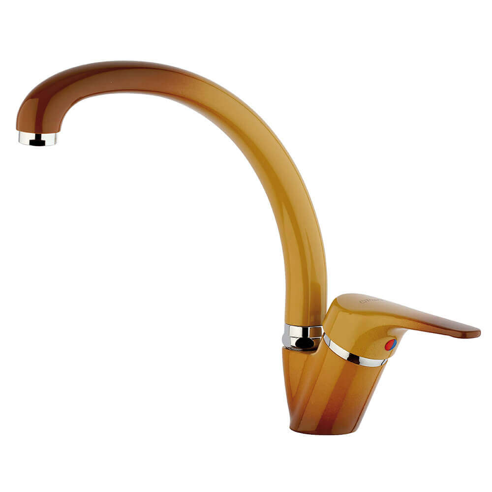 Miscelatore lavello canna alta girevole color terra di francia Piralla