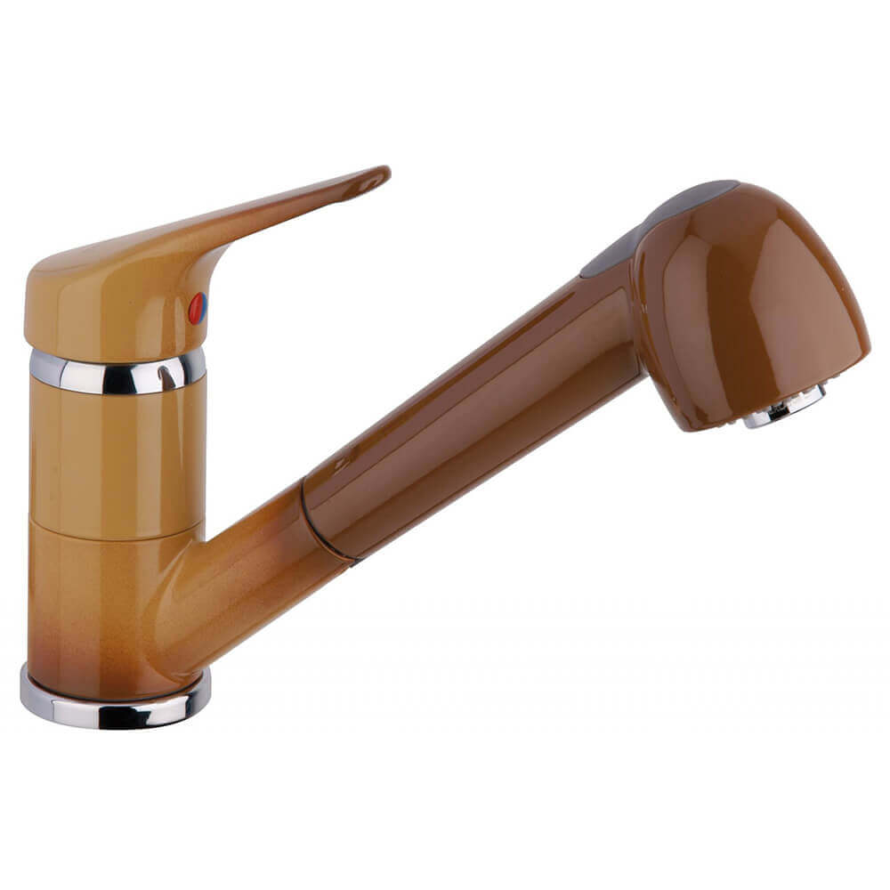 Miscelatore cucina per lavello color terra di francia con doccia estraibile Piralla