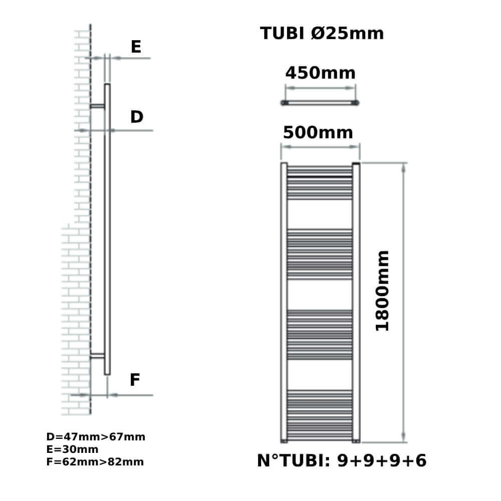 Termoarredo bianco 50X180 cm Ercos Modello Opera