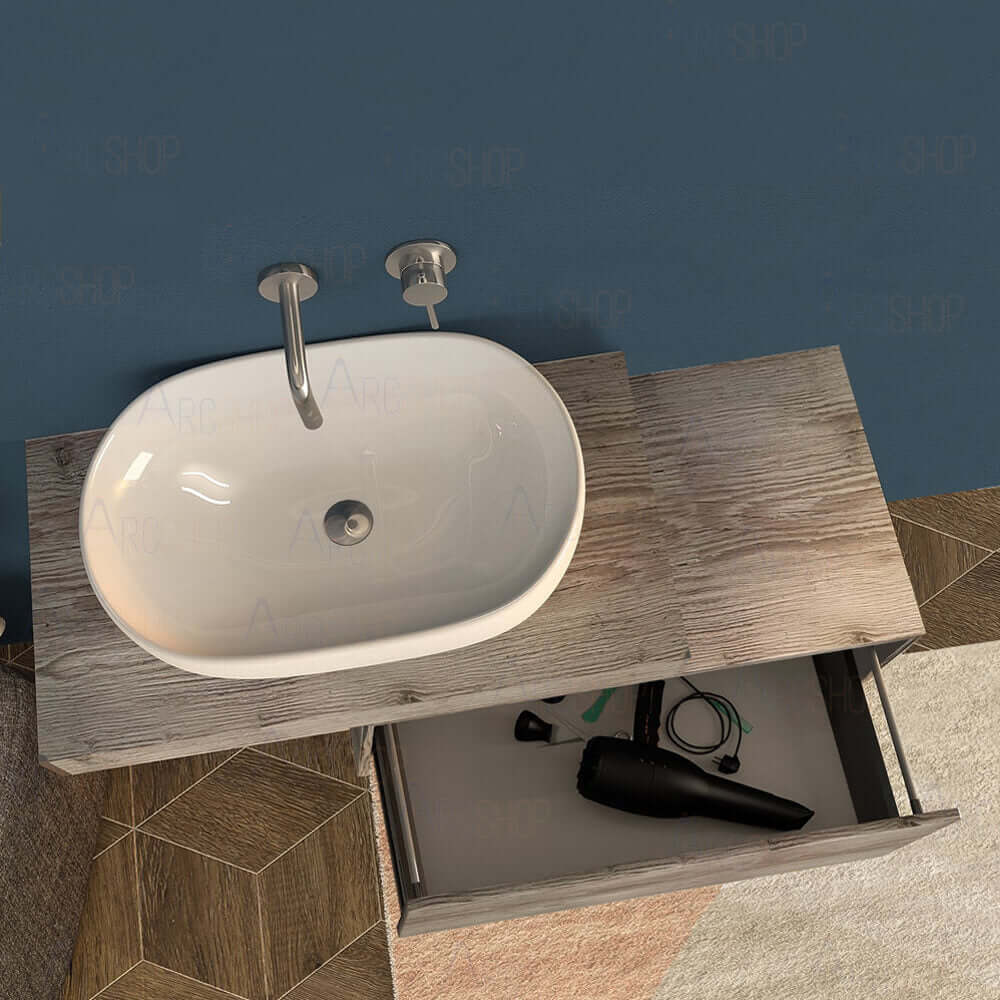 Mensolone da bagno 60 cm rovere sbiancato
