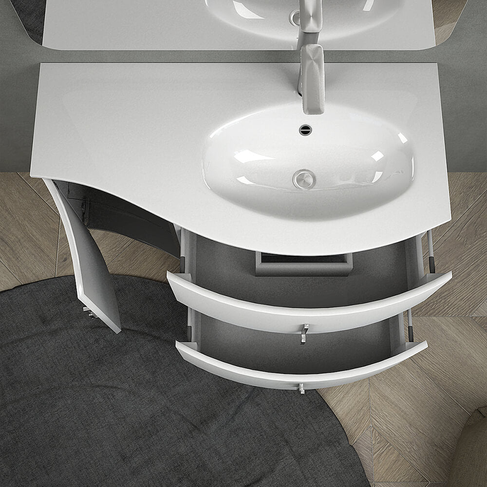 Mobile da bagno sospeso 105 cm Bianco lucido
