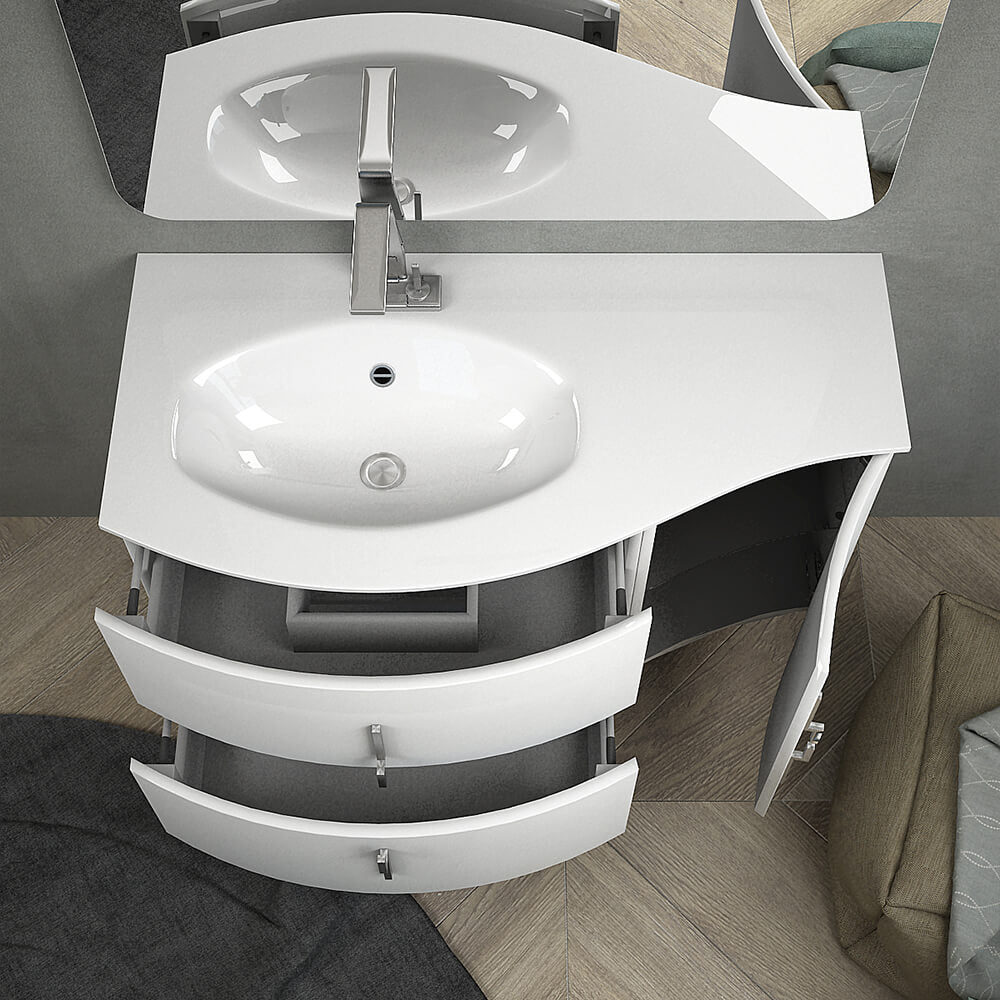 Mobile da bagno sospeso 105 cm Bianco lucido