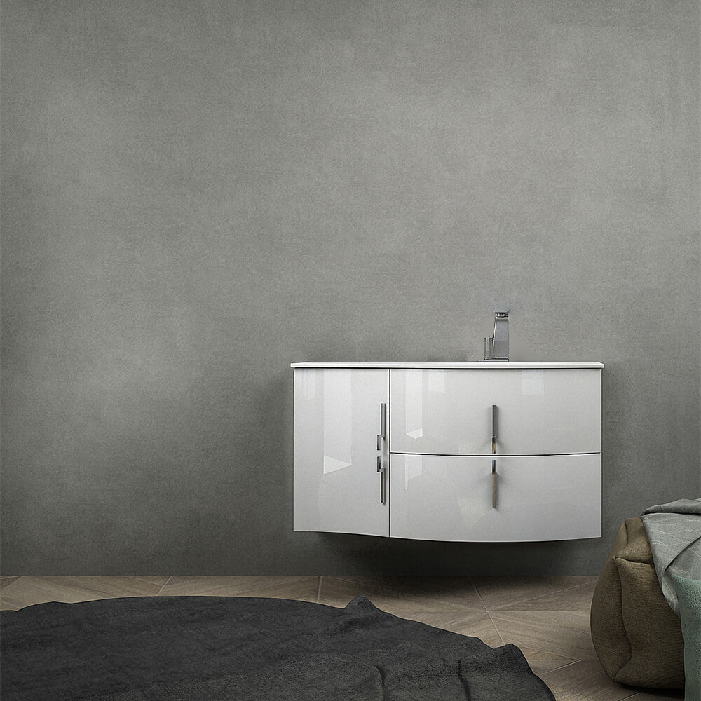 Mobile da bagno sospeso 105 cm Bianco lucido
