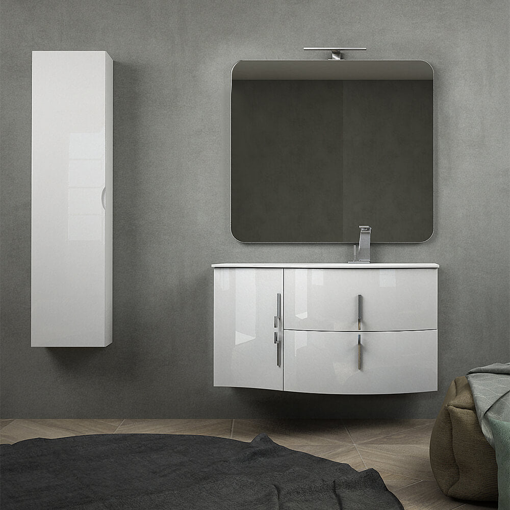 Mobile da bagno sospeso 105 cm Bianco lucido
