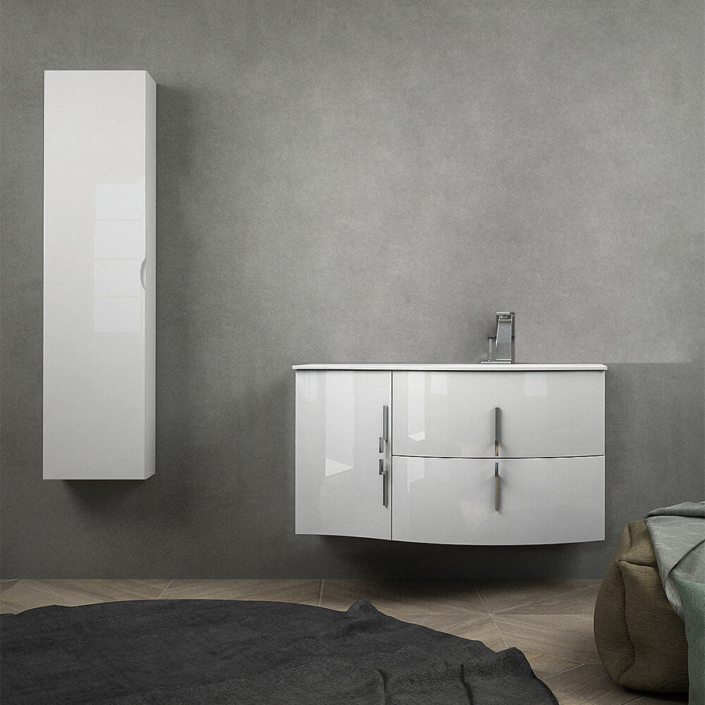 Mobile da bagno sospeso 105 cm Bianco lucido