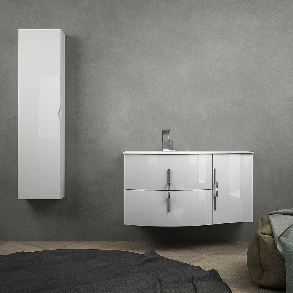 Mobile da bagno sospeso 105 cm Bianco lucido