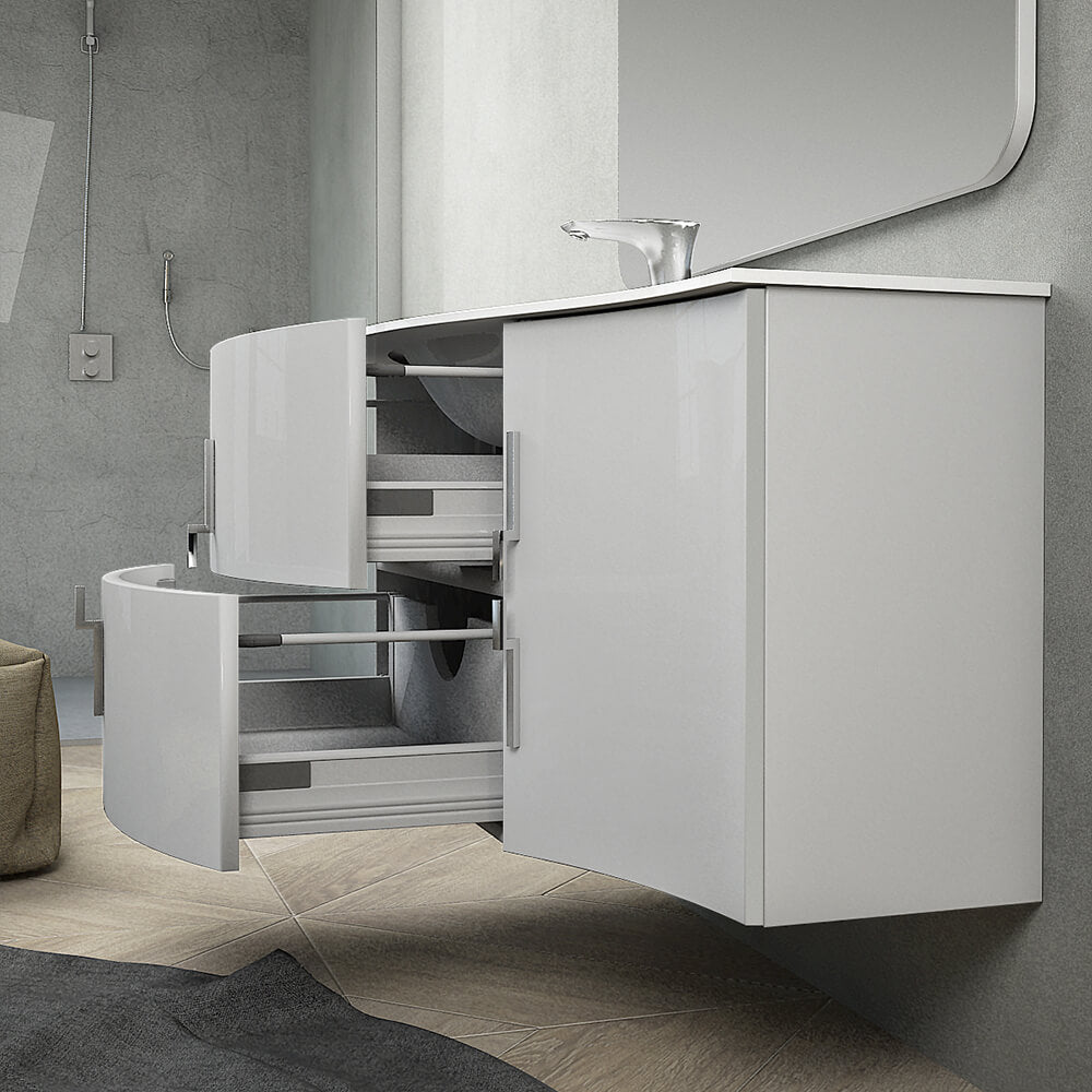 Mobile da bagno sospeso 105 cm Bianco lucido