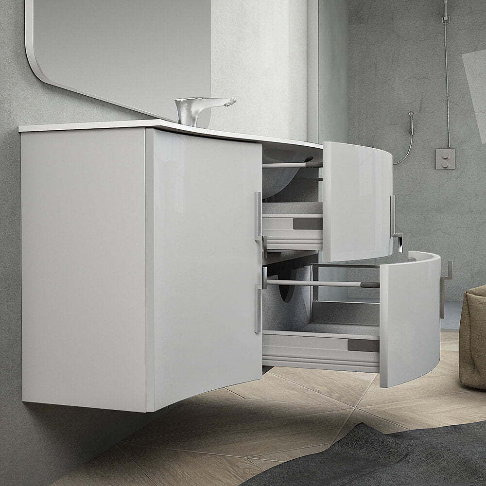 Mobile da bagno sospeso 105 cm Bianco lucido
