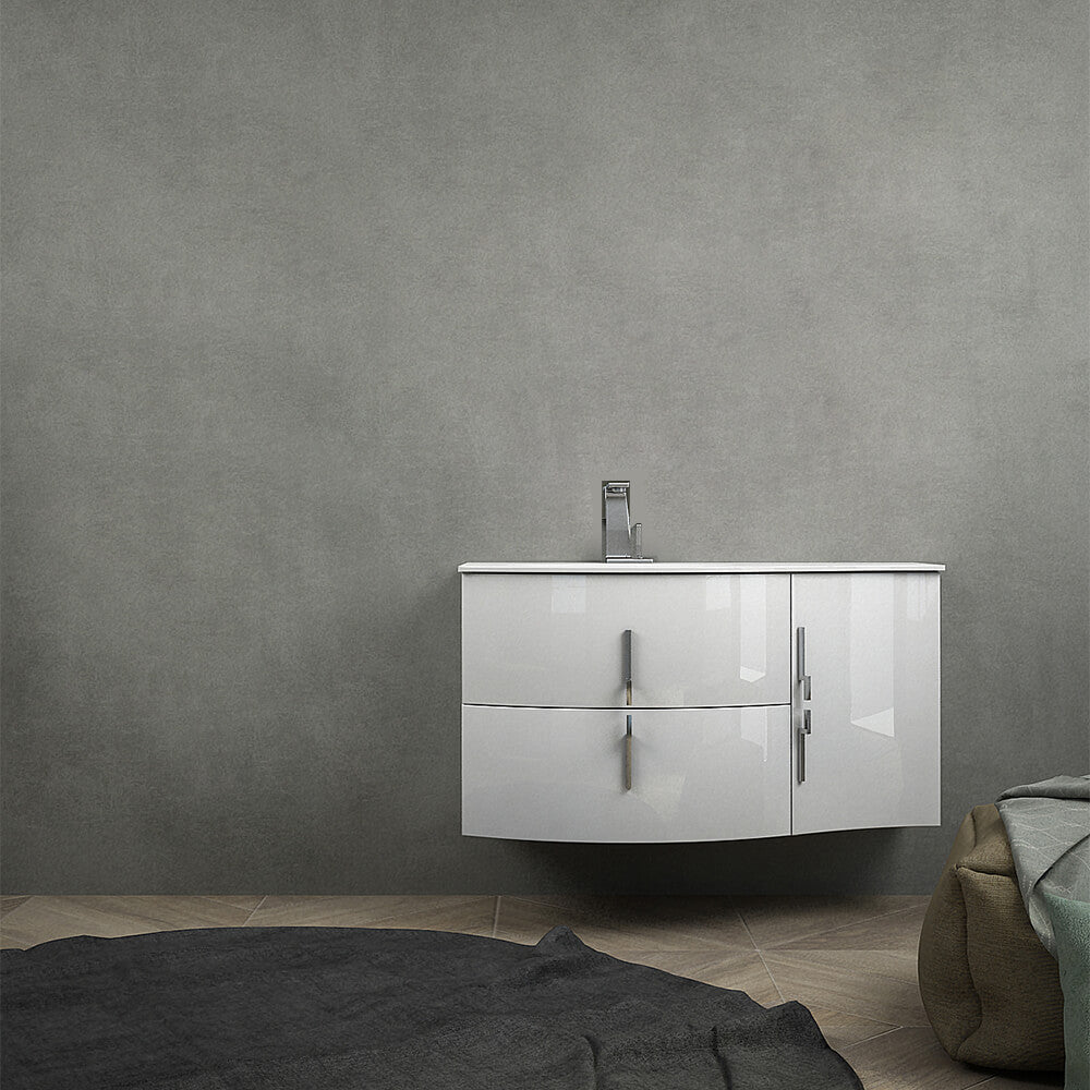 Mobile da bagno sospeso 105 cm Bianco lucido