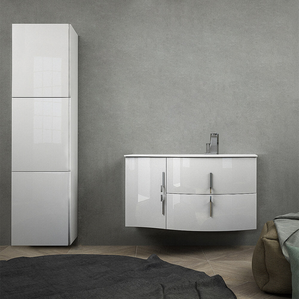 Mobile da bagno sospeso 105 cm Bianco lucido