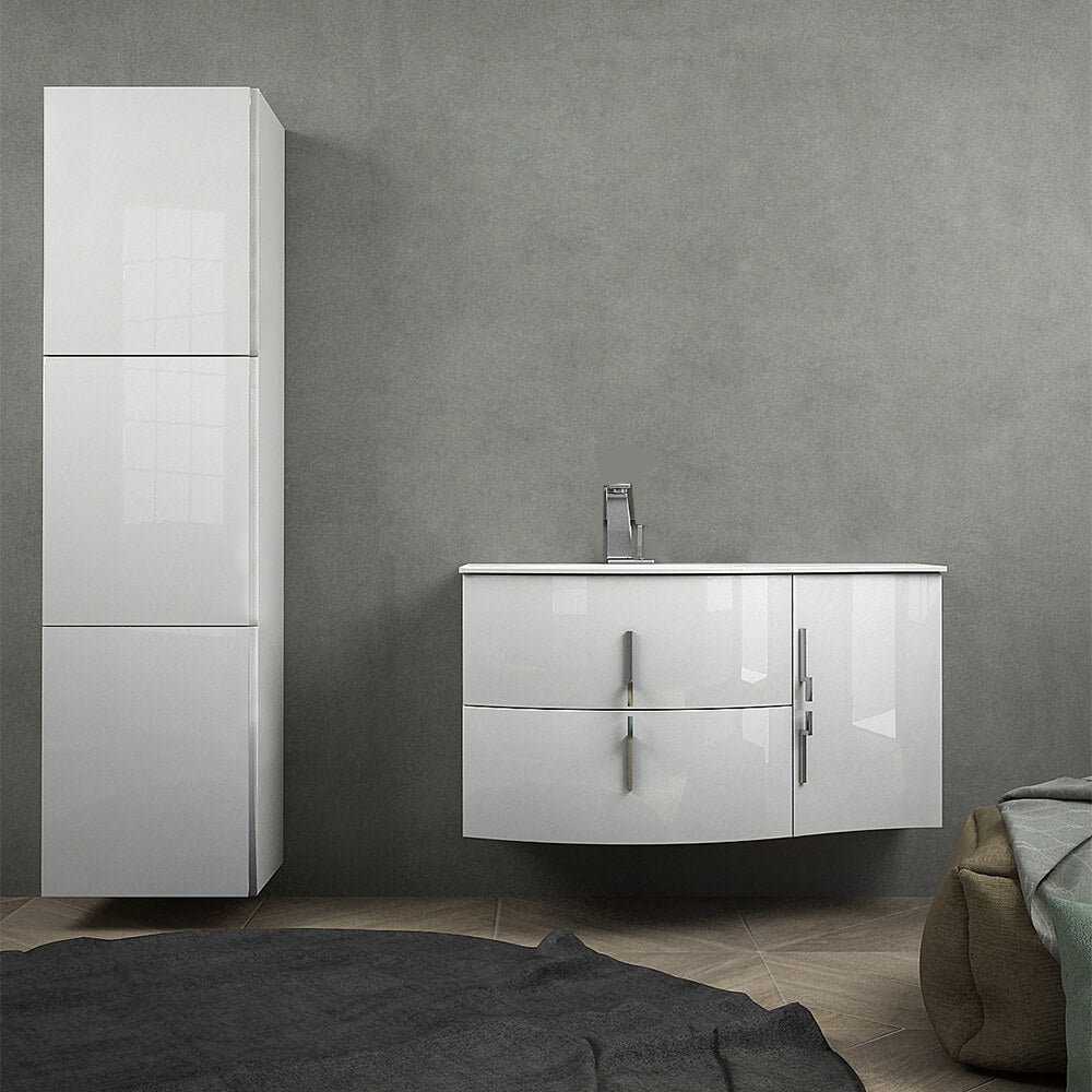 Mobile da bagno sospeso 105 cm Bianco lucido