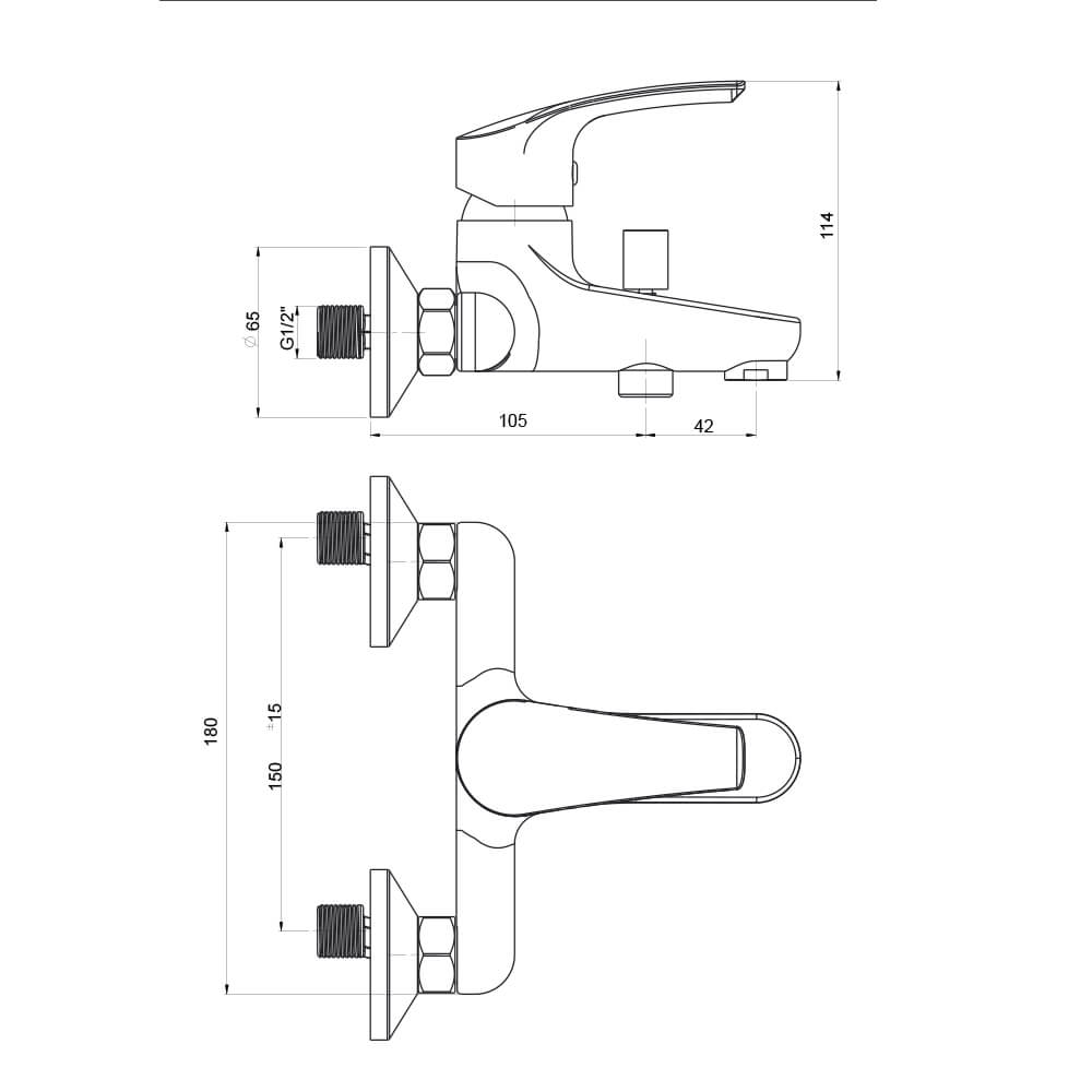 Gruppo vasca esterno Jacuzzi | rubinetteria con doccia duplex Lucente ottone cromo