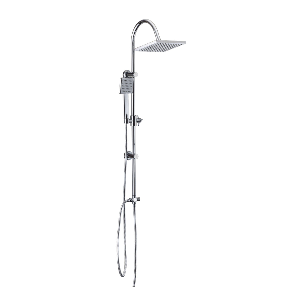 Colonna doccia in acciaio regolabile con deviatore doccetta e soffione quadrato 20X20 cm