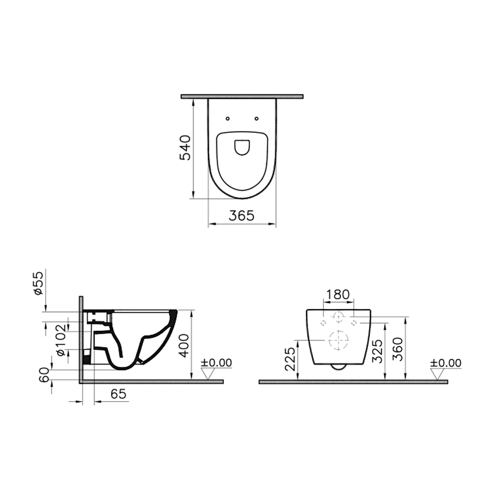 WC Vitra Sento sospeso bianco opaco scarico rimless cod. 7748B001-0101