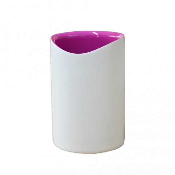 Bicchiere porta spazzolini serie Idol di Cipì in resina bicolore bianco e rosa