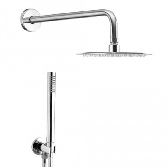 Kit doccia completo braccio a parete soffione ultrapiatto 25 cm tondo e doccino