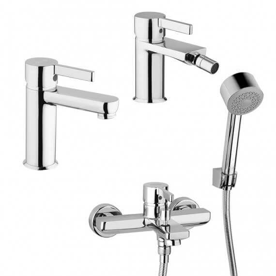 Jacuzzi Rubinetteria miscelatori lavabo bidet e gruppo vasca modello Fiamma